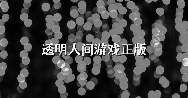 透明人间游戏正版