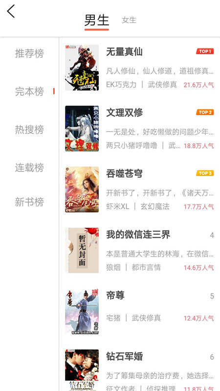 热门网络小说APP 截图2