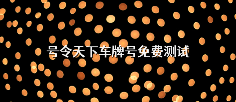 号令天下车牌号免费测试